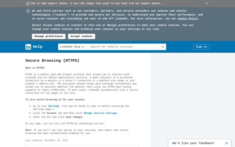 Secure Browsing (HTTPS) | LinkedIn Help