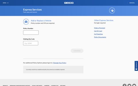 Express Services - Online Service Center | GEICO