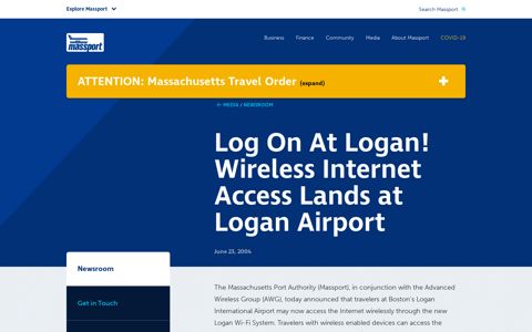 Log On At Logan! Wireless Internet Access Lands ... - Massport