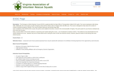 EVOC Page | Virginia Association of Volunteer Rescue Squads