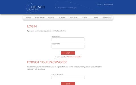 Login - iLIKE MICE HUNGARY - the guide for your event in ...