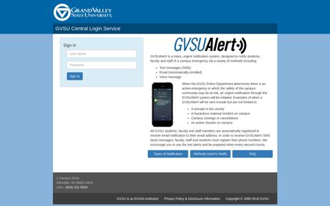 GVSU Central Login Service - Grand Valley State University