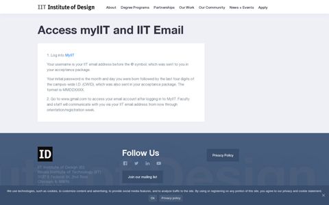 Access myIIT and IIT Email | IIT Institute of Design | IIT Institute ...
