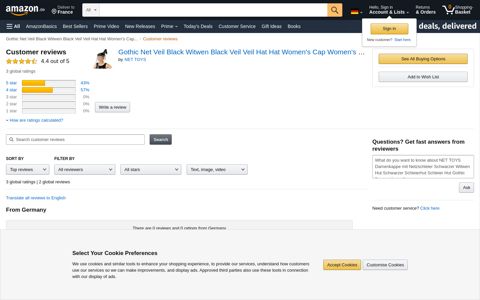 Amazon.de:Customer Reviews: Gothic Net Veil Black Witwen ...