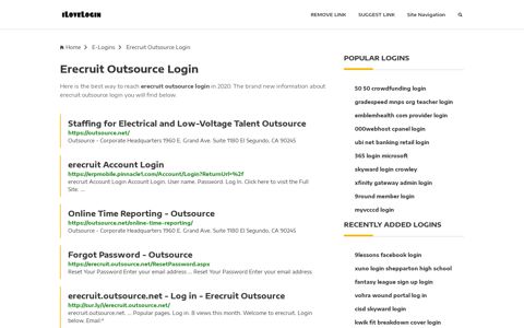 Erecruit Outsource Login ❤️ One Click Access - iLoveLogin
