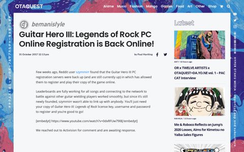 Guitar Hero III: Legends of Rock PC Online Registration is ...