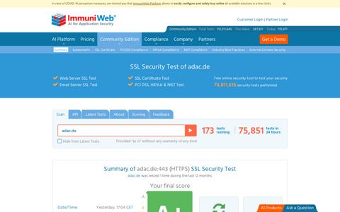 adac.de SSL Security Test - ImmuniWeb