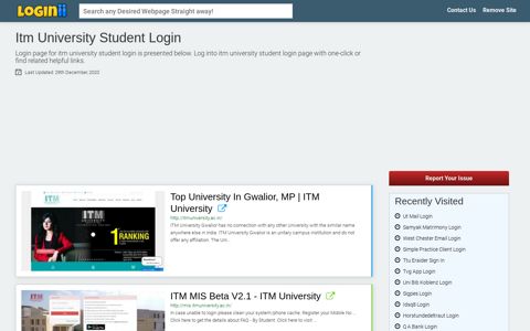 Itm University Student Login - Loginii.com