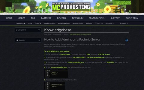 How to Add Admins on a Factorio Server - Knowledgebase ...