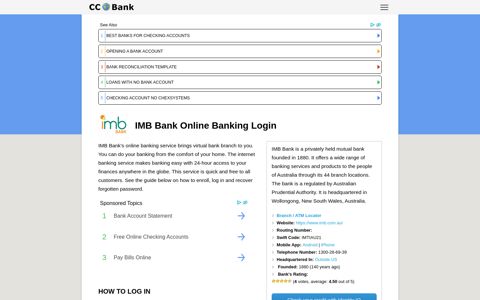 IMB Bank Online Banking Login - CC Bank