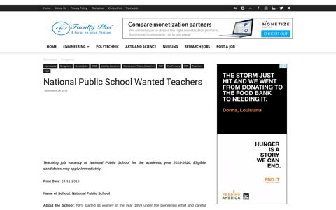 National Public School Wanted Teachers | FacultyPlus
