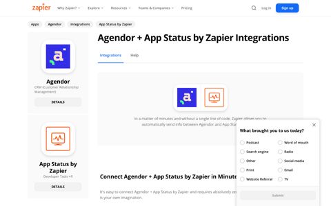 Connect your Agendor to App Status by Zapier integration in 2 ...