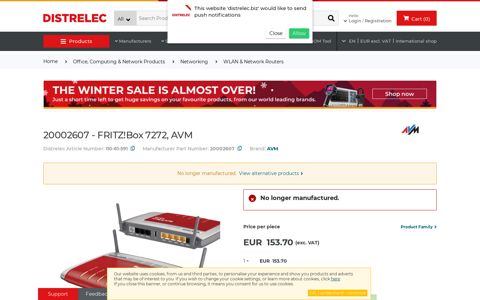 20002607 - Buy FRITZ!Box 7272 - AVM - Distrelec Export Shop