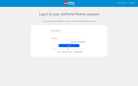 New to JioPrime Partner - Login