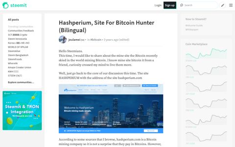 Hashperium, Site For Bitcoin Hunter (Bilingual) — Steemit