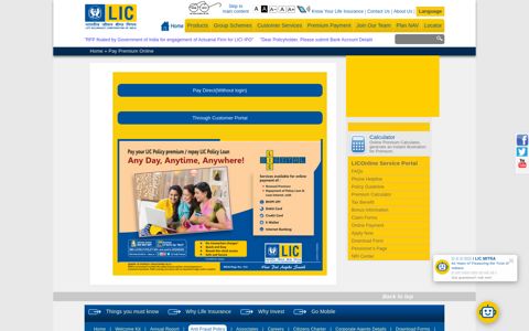 Pay Premium Online - LIC of India
