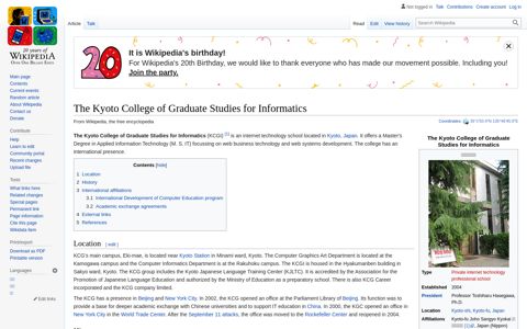 The Kyoto College of Graduate Studies for Informatics ...