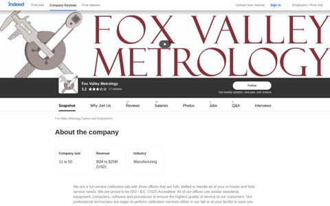 Fox Valley Metrology Careers and Employment | Indeed.com