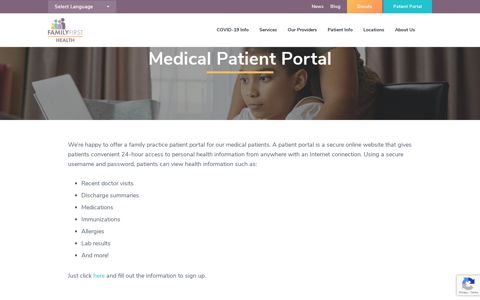 Medical Patient Portal - Family First Health