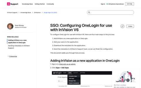 SSO: Configuring OneLogin for use with InVision V6 ...