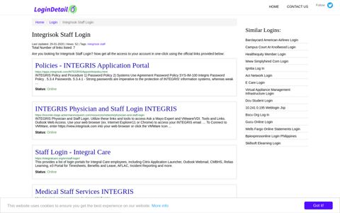 Integrisok Staff Login Policies - INTEGRIS Application Portal ...