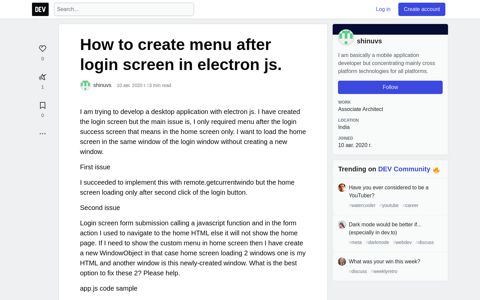 How to create menu after login screen in electron js. - DEV