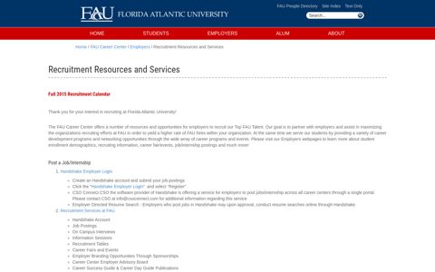 Recruitment Resources and Services - FAU