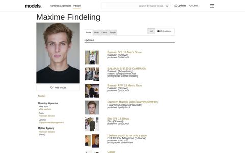 Maxime Findeling - Model Profile - Photos & latest news