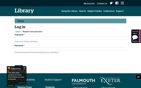 Log in - Falmouth University Library Search