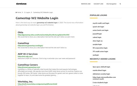 Gamestop W2 Website Login ❤️ One Click Access - iLoveLogin