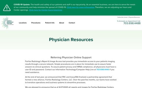 Physician Resources | Fairfax Radiological Consultants