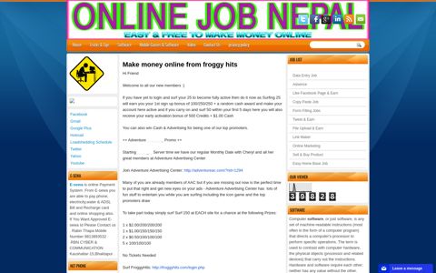 Make money online from froggy hits - ONLINE JOB NEPAL