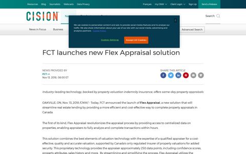 FCT launches new Flex Appraisal solution - CNW Group