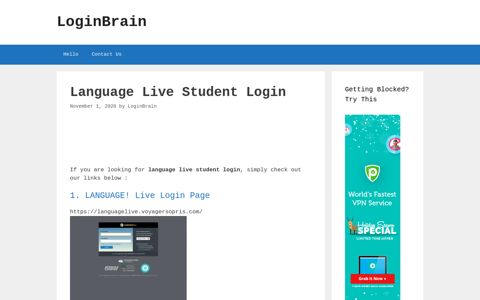 Language Live Student - Language! Live Login Page
