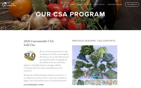 CSA Sign Up - Full Circle Community Farm