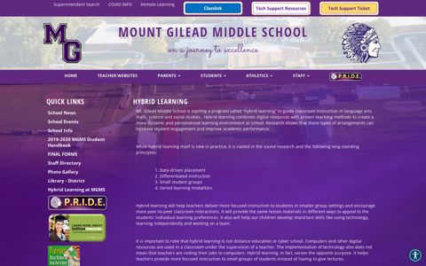 Hybrid Learning - MOUNT GILEAD MIDDLE SCHOOL