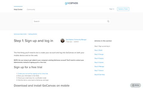 Step 1: Sign up and log in – GoCanvas Help Center