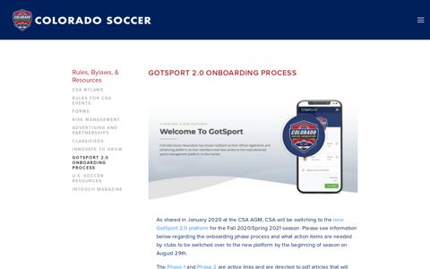 GotSport 2.0 Onboarding Process — CSA