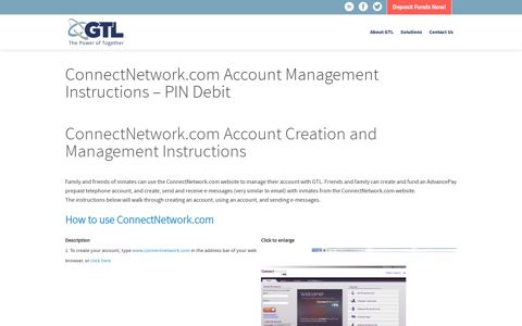 ConnectNetwork.com Account Management Instructions ... - GTL