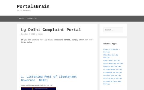 Lg Delhi Complaint Portal - PortalsBrain - Portal Database