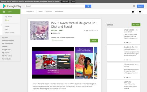 IMVU: Avatar Virtual life game 3d. Chat and Social - Apps on ...