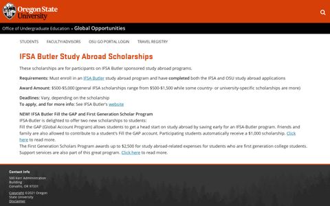 IFSA Butler Study Abroad Scholarships | Office of ...