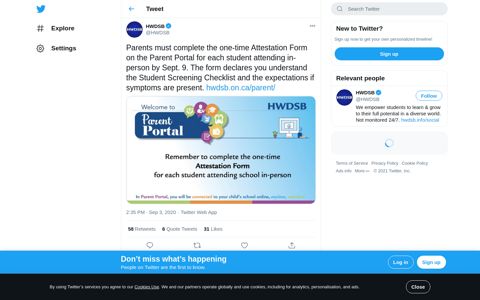 HWDSB on Twitter: "Parents must complete the one-time ...