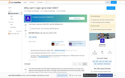 Why can't I sign up to Intel XDK? - Stack Overflow
