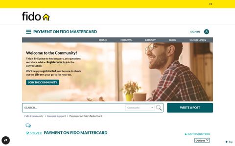Solved: Payment on fido MasterCard - Fido