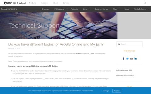 Do you have different logins for ArcGIS Online and My Esri ...