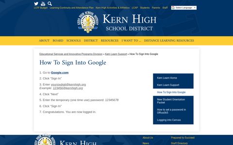 How To Sign Into Google - Kern High School District