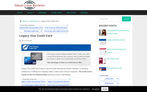 Legacy Visa Credit Card: Payment, Address & Login Online