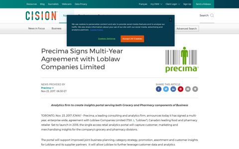 Precima Signs Multi-Year Agreement with Loblaw Companies ...