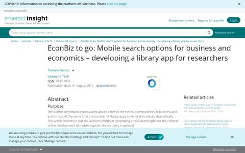 EconBiz to go - Emerald Insight